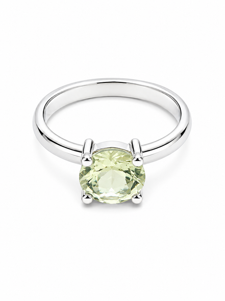 Faceted Green Amethyst and Sterling Ring