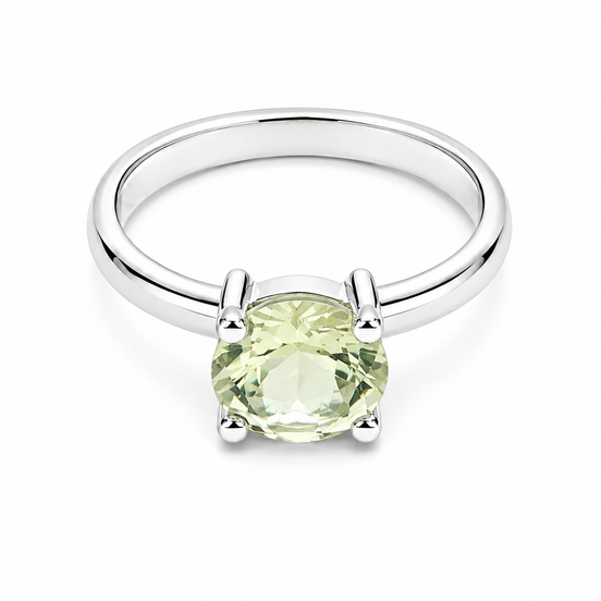 Faceted Green Amethyst and Sterling Ring