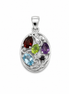 Multi Gemstone and Sterling Filigree Pendant