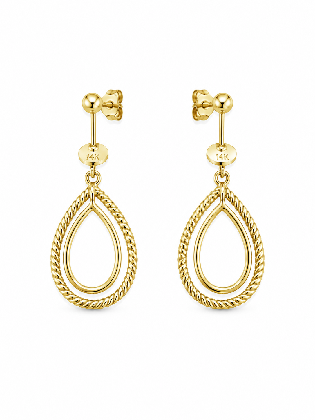 Gold over Sterling Layered Open Drop Post Earrings