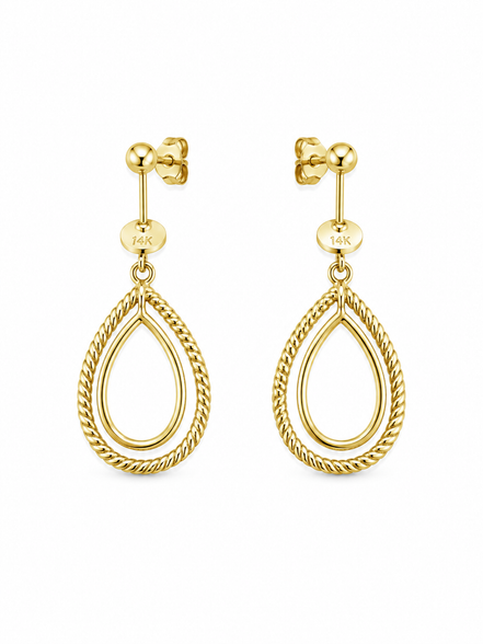 Gold over Sterling Layered Open Drop Post Earrings