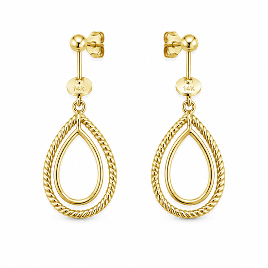 Gold over Sterling Layered Open Drop Post Earrings
