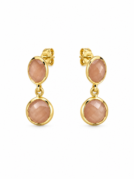 Peach Moonstone and Gold over Sterling Earrings