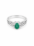 Emerald and Sterling Filigree Ring