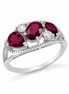 Garnet White Zircon and Sterling Ring