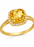 Citrine White Topaz and Gold over Sterling Ring