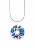 Enameled Sterling Vintage Floral Donut Pendant