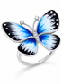 Enameled Blue Morpho Butterfly CZ and Sterling Ring