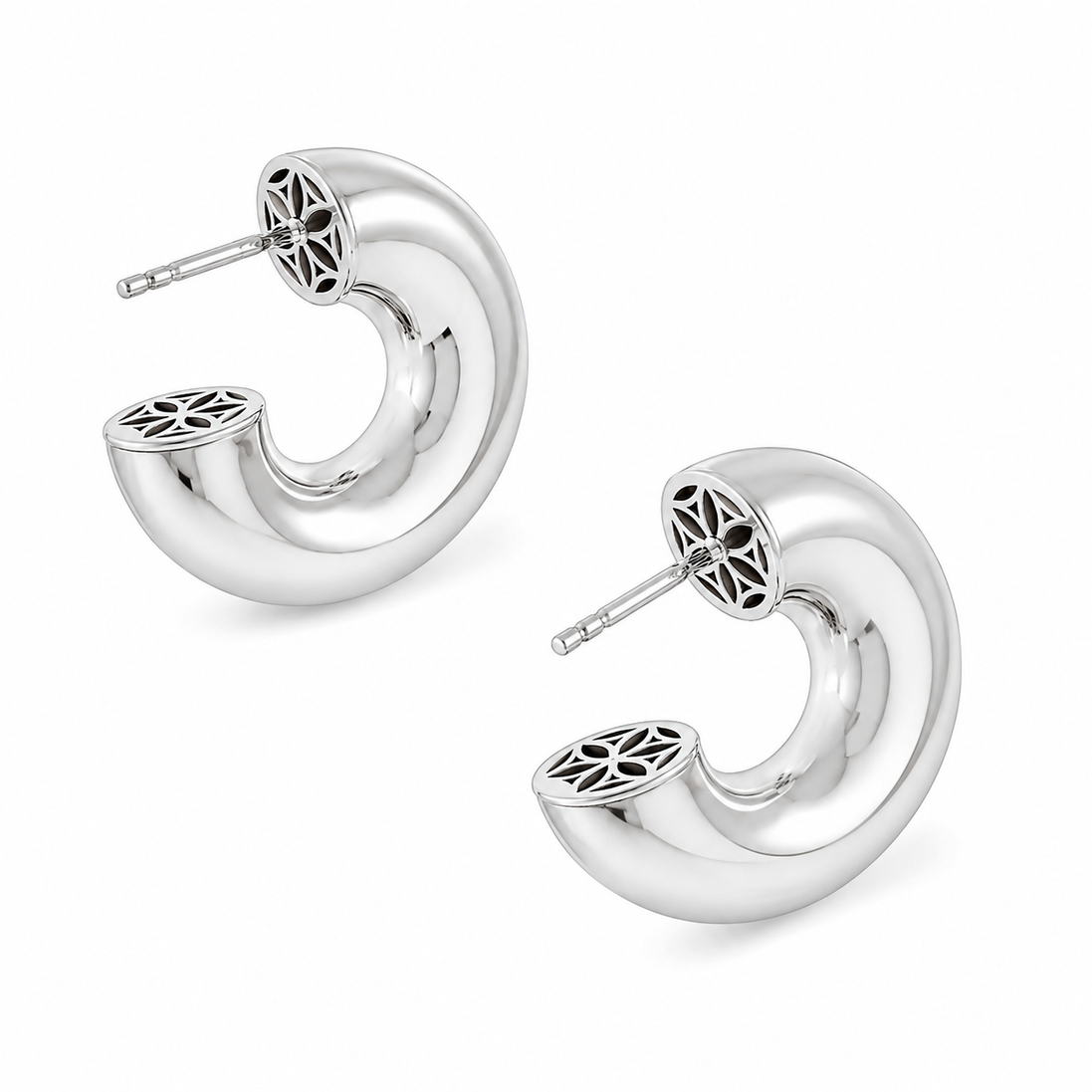 Sterling A La Mode Half-Hoop Post Earrings