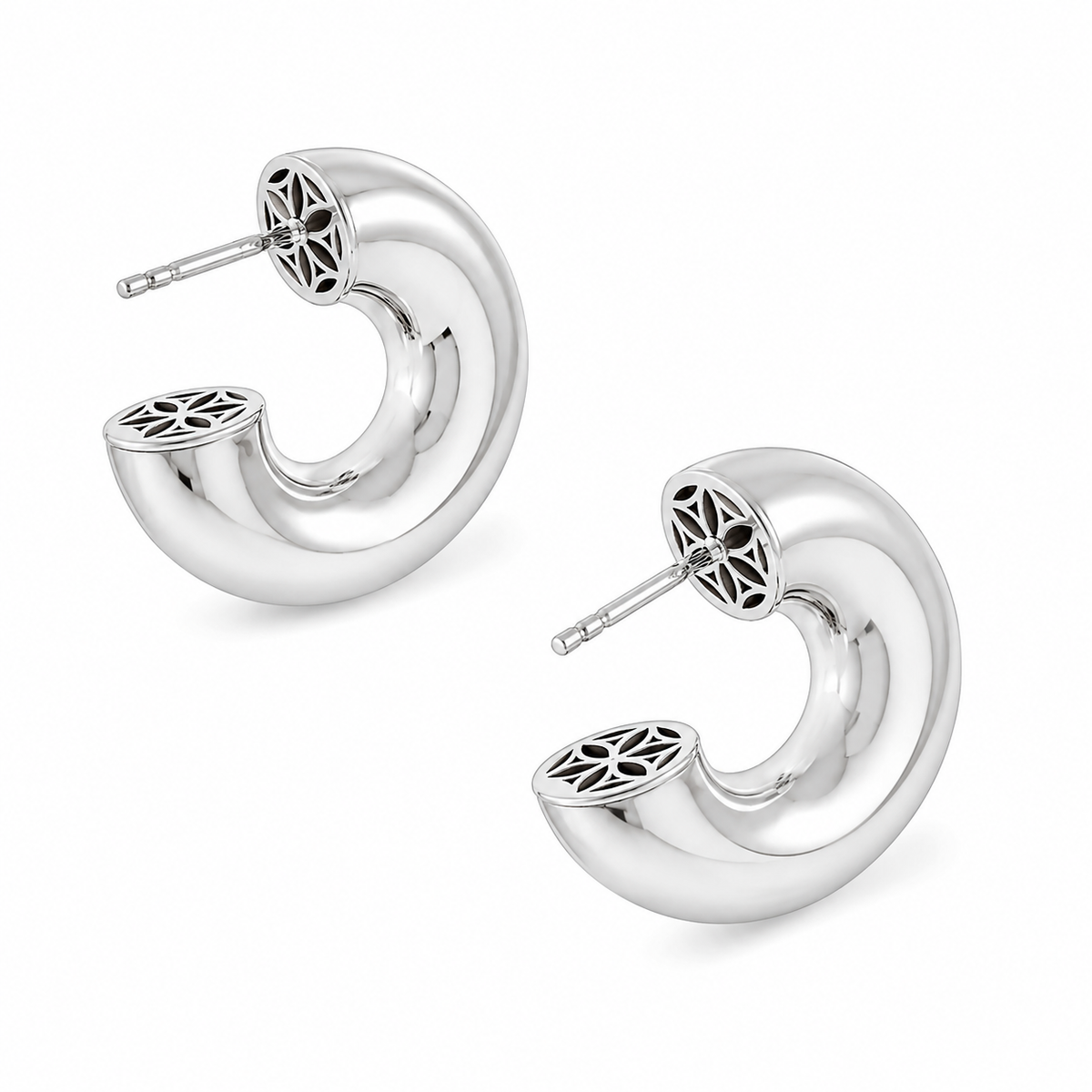 Sterling A La Mode Half-Hoop Post Earrings