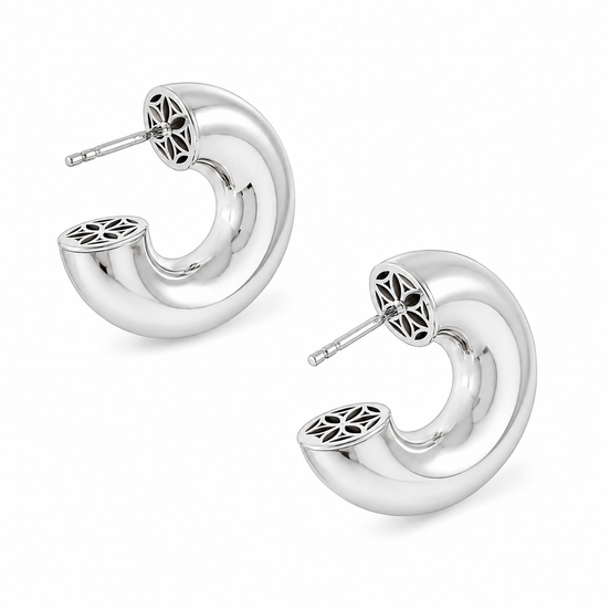 Sterling A La Mode Half-Hoop Post Earrings