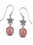 Rhodochrosite and Antiqued Sterling Blossom Earrings
