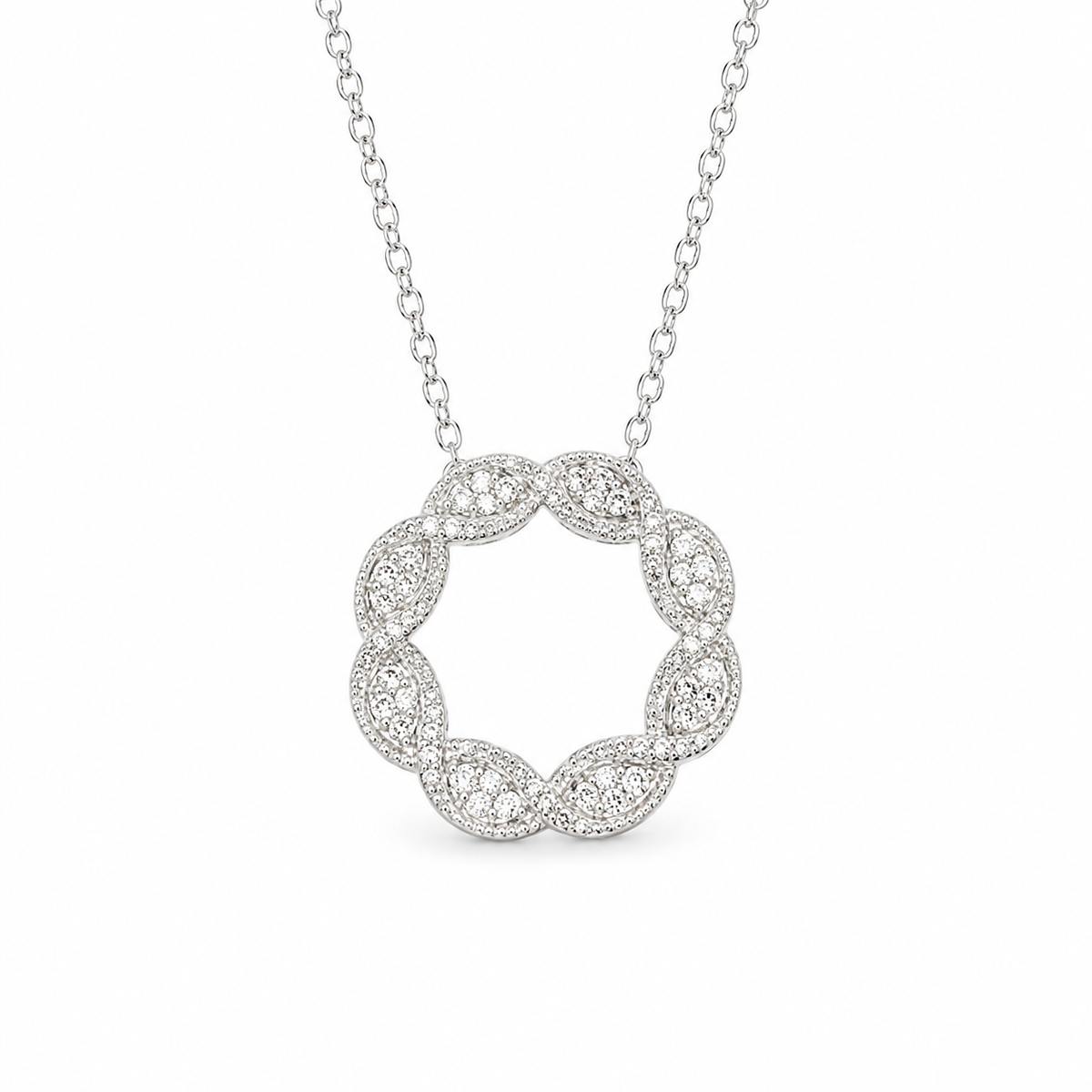CZ and Sterling Eternity Slide Pendant 18 to 20 inch chain