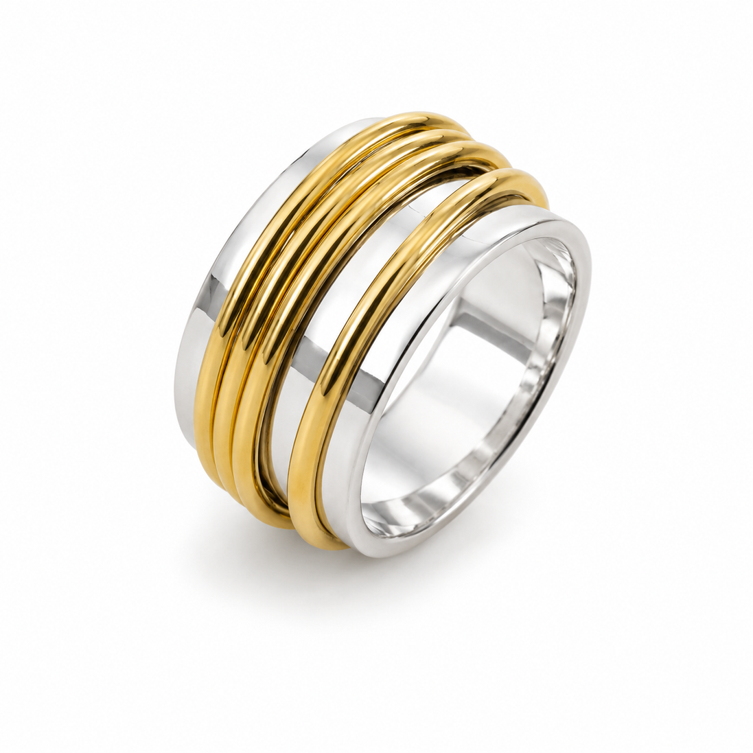 Sterling and Gold-Plated Spinner Band Ring