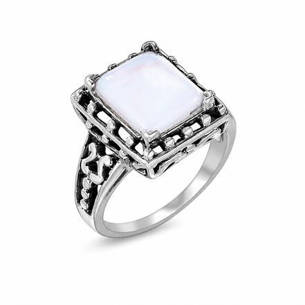 Mother of Pearl and Antiqued Sterling Ring