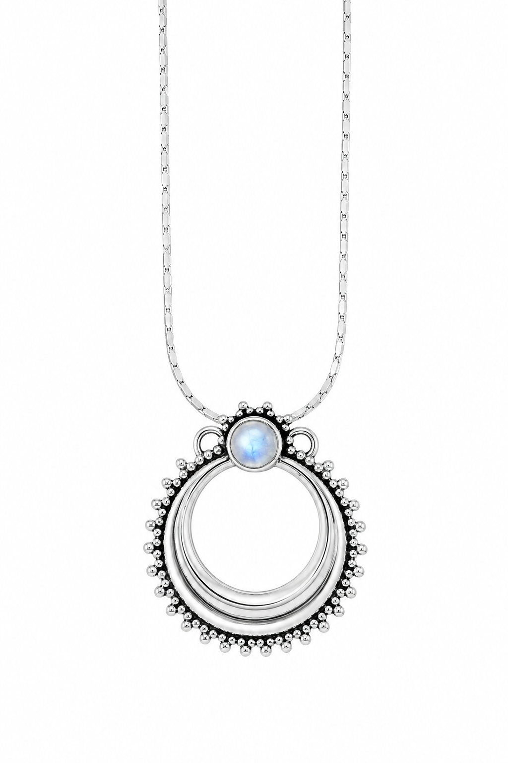 Rainbow Moonstone and Sterling Slide Pendant
