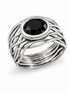 Black Onyx and Sterling Round the Vine Ring