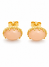 Peach Moonstone and Gold Over Sterling Post Earrings