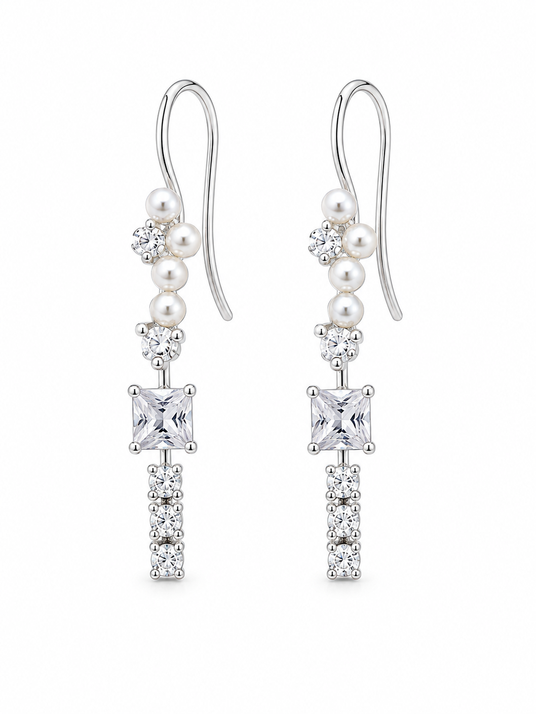 Freshwater Pearl CZ and Sterling Floral Earring Accent