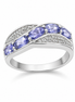 Tanzanite White Zircon and Sterling Band Ring