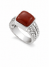Red Jasper and Antiqued Sterling Braided Ring