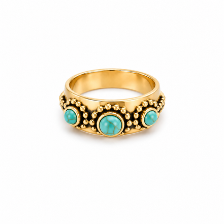 Turquoise and Antiqued Bronze Band Ring