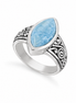 Larimar and Sterling Swirl Detailed Band Ring