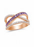 Amethyst White Zircon Rose Gold over Sterling Ring