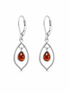 Amber and Sterling Dangle Leaverback Earrings
