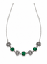 Malachite and Sterling Sunflower Trapeze Necklace 18 to 20 inches
