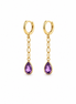 Amethyst and Gold over Sterling Paperclip Link Earrings