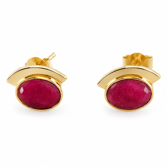 Gold over Sterling Ruby Stud Earrings