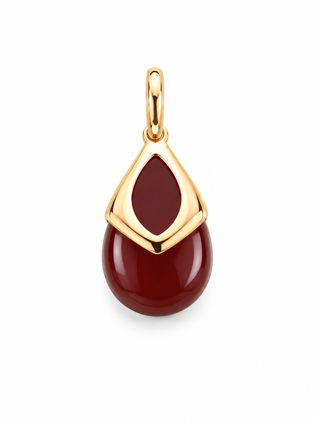 Carnelian and Gold over Sterling Teardrop Pendant