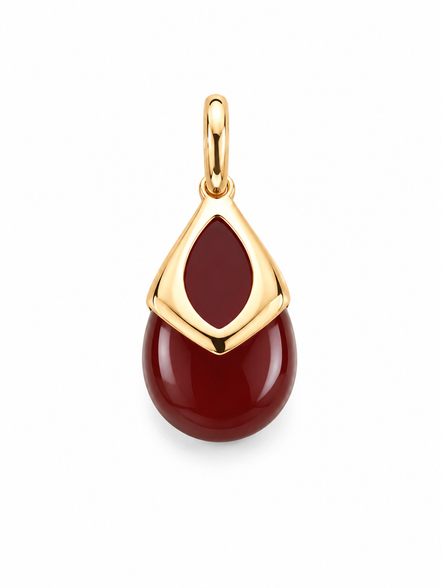 Carnelian and Gold over Sterling Teardrop Pendant