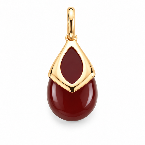 Carnelian and Gold over Sterling Teardrop Pendant