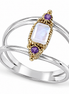Rainbow Moonstone and Amethyst Sterling Brass Ring