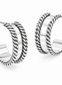 Antiqued Sterling Rope Edge Half Hoop Post Earrings