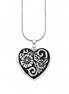 Sterling Floral Heart Locket Pendant 24 Inch Chain