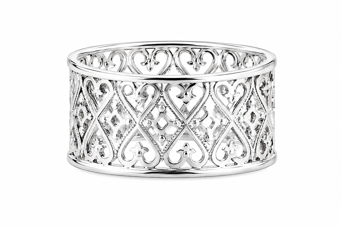 Sterling Intricate Lace Wide Band Ring