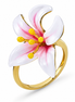 Enameled Lily and 14K Gold over Sterling Ring
