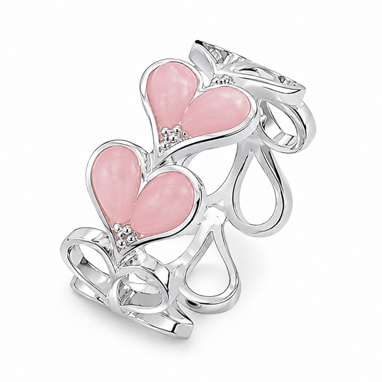 Pink Opal and Sterling Hearts Band Ring
