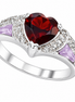 Heart Garnet Pink Opal and White Topaz Love Ring