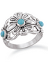 Turquoise and Antiqued Floral Arrangement Ring