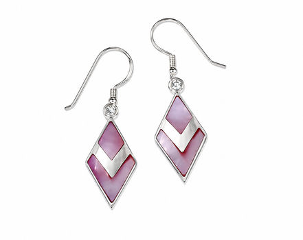 Pink Mother of Pearl and Sterling Inlay Earrings