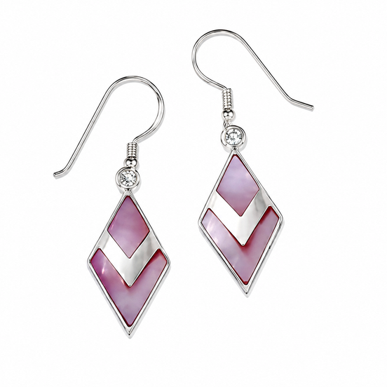 Pink Mother of Pearl and Sterling Inlay Earrings