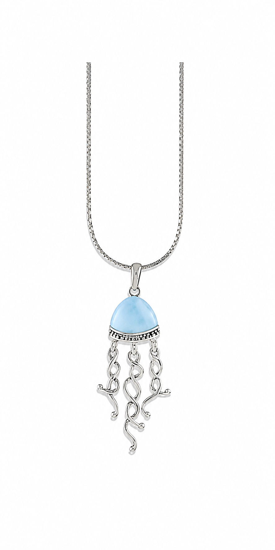 Larimar and Sterling Jellyfish Pendant 24 Inch Chain
