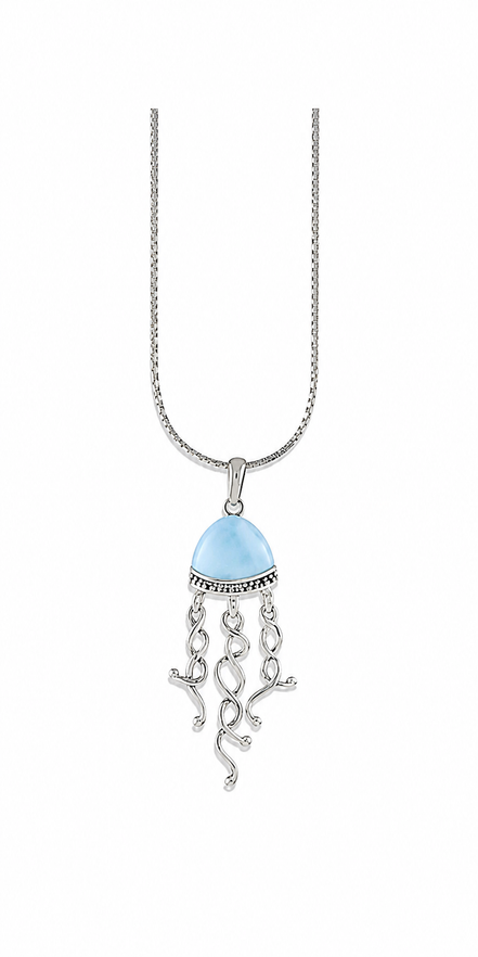 Larimar and Sterling Jellyfish Pendant 24 Inch Chain