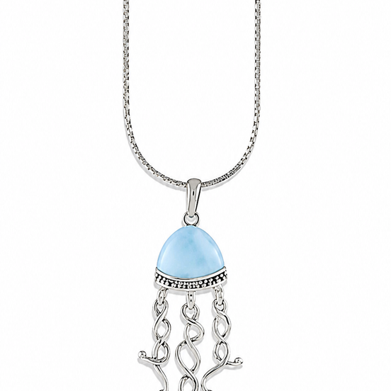 Larimar and Sterling Jellyfish Pendant 24 Inch Chain