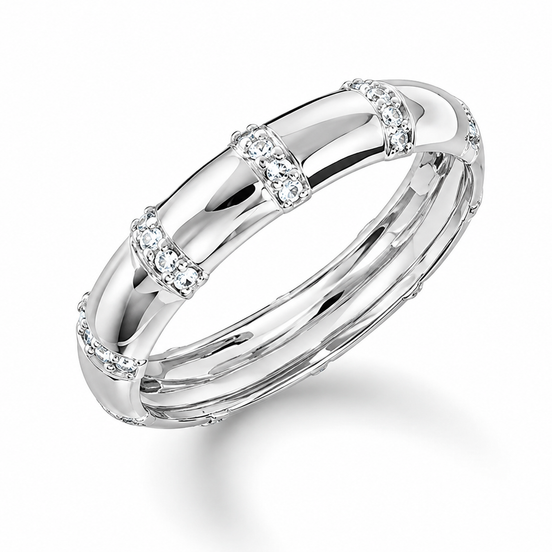 White Topaz and Sterling Band Ring