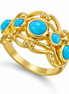 Turquoise and 18K Gold Over Sterling Ring